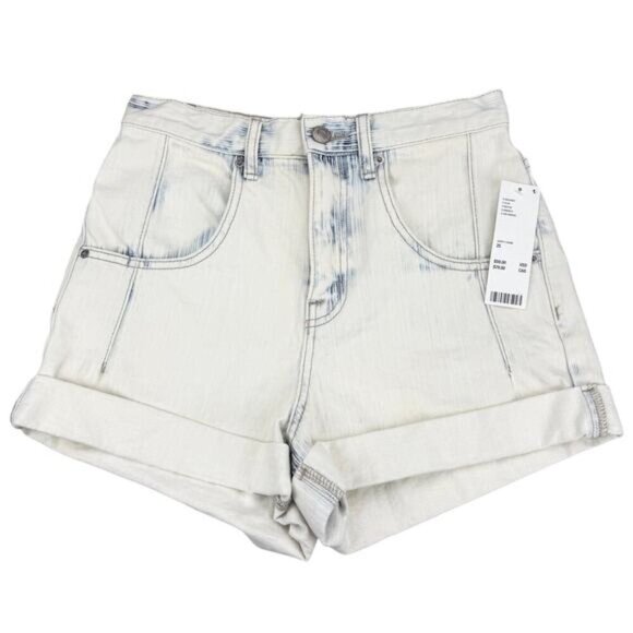 NWT BDG UO Carrie High-Rise Roll Hem Denim Short Sz 25 Ivory Combo - Picture 4 of 8